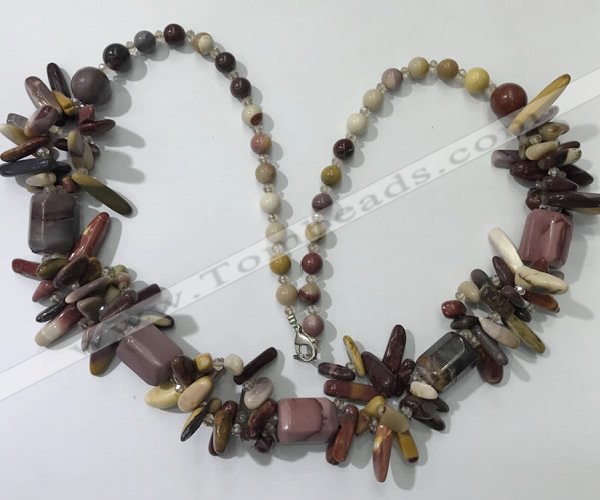 CGN309 27.5 inches chinese crystal & mookaite beaded necklaces