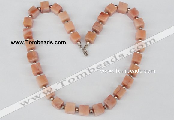 CGN32 18.5 inches 10*10mm cube red aventurine gemstone necklaces