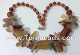 CGN338 20.5 inches chinese crystal & red agate beaded necklaces