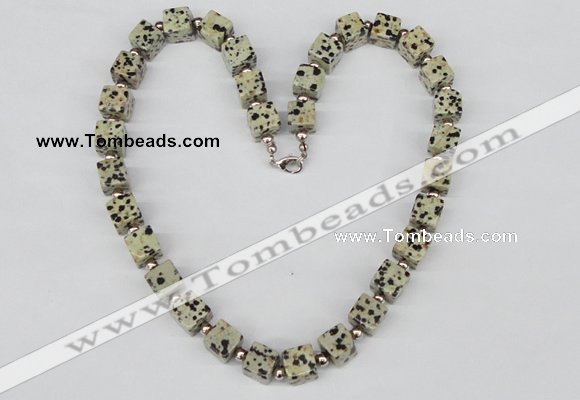 CGN34 18.5 inches 10*10mm cube dalmatian gemstone necklace jewelry