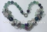 CGN371 19.5 inches round & chips fluorite beaded necklaces