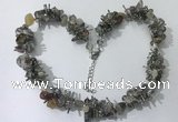 CGN409 19.5 inches chinese crystal & grey agate chips beaded necklaces