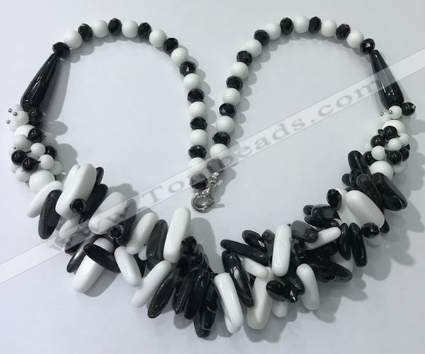 CGN468 22 inches chinese crystal & mixed gemstone beaded necklaces