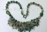 CGN484 21.5 inches chinese crystal & striped agate beaded necklaces