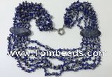 CGN769 20 inches stylish 6 rows lapis Lazuli chips necklaces
