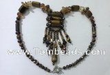 CGN816 19.5 inches chinese crystal & yellow tiger eye statement necklaces