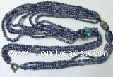 CGN848 30 inches trendy blue spot stone long beaded necklaces