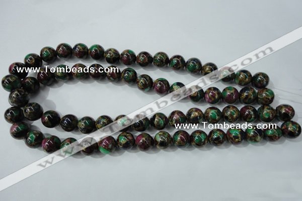 CGO04 15.5 inches 10mm round gold multi-color stone beads