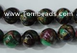 CGO05 15.5 inches 12mm round gold multi-color stone beads