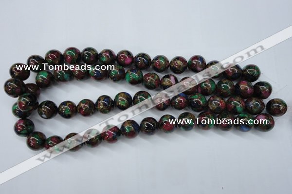 CGO07 15.5 inches 16mm round gold multi-color stone beads