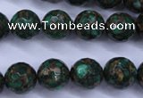 CGO115 15.5 inches 14mm faceted round gold green color stone beads