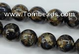CGO165 15.5 inches 14mm round gold blue color stone beads