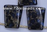 CGO215 Top-drilled 22*28mm trapezoid gold blue color stone beads