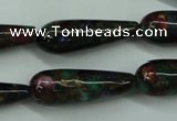 CGO30 15.5 inches 12*40mm teardrop gold multi-color stone beads
