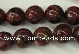CGO57 15.5 inches 16mm round gold red color stone beads