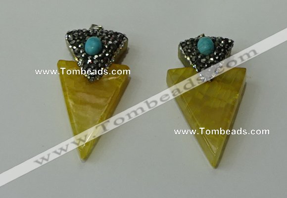 CGP101 30*55mm arrowhead agate gemstone pendants wholesale