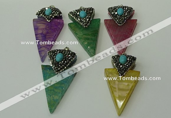 CGP108 30*55mm arrowhead agate gemstone pendants wholesale