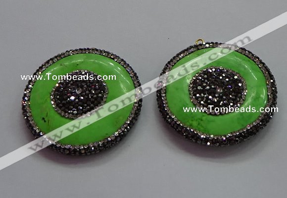CGP1584 45mm coin turquoise gemstone pendants wholesale
