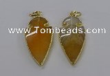 CGP3002 22*45mm arrowhead agate gemstone pendants wholesale