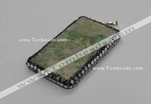 CGP3020 30*60mm - 40*60mm rectangle green apple jasper pendants