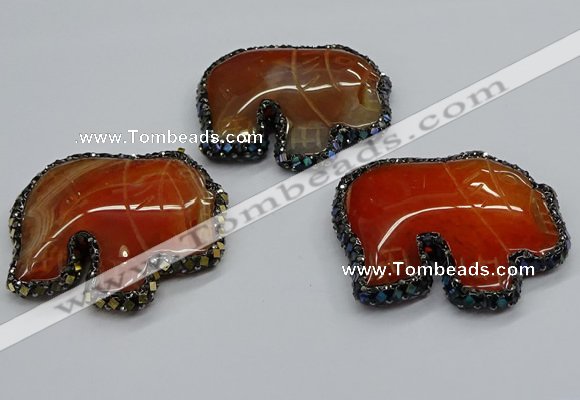 CGP3171 50*55mm elephant agate gemstone pendants wholesale