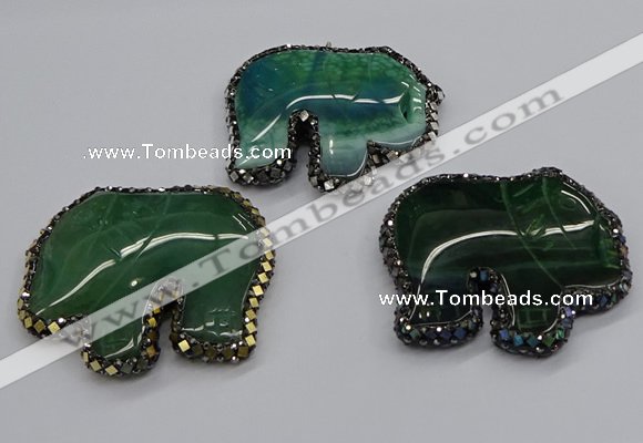 CGP3175 50*55mm elephant agate gemstone pendants wholesale