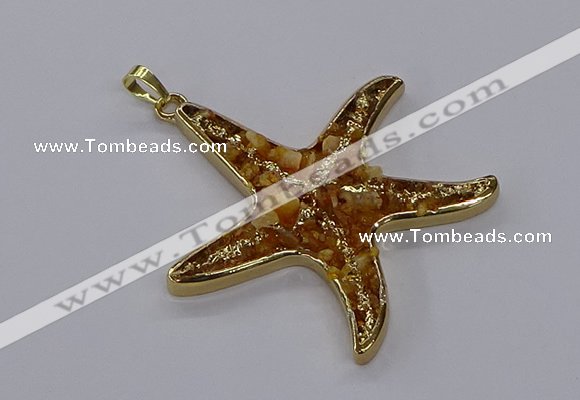 CGP3231 55*58mm starfish druzy agate pendants wholesale