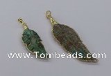 CGP3274 20*50mm - 25*65mm feather ocean agate pendants