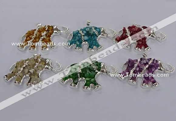 CGP3353 35*60mm elephant druzy agate pendants wholesale