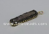 CGP3381 10*35mm - 15*50mm rectangle plated druzy amethyst pendants