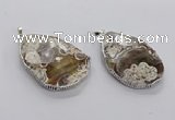 CGP3461 30*45mm - 35*50mm faceted freeform ocean agate pendants