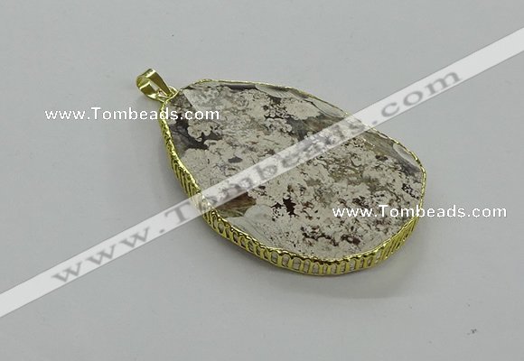 CGP3467 30*45mm - 35*50mm faceted freeform ocean agate pendants