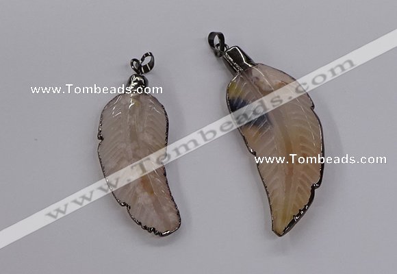 CGP3514 20*45mm - 25*65mm wing-shaped agate pendants