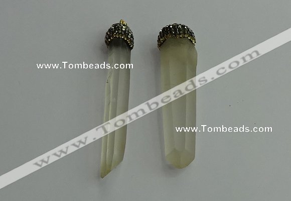 CGP407 10*55mm - 15*65mm sticks white crystal pendants wholesale
