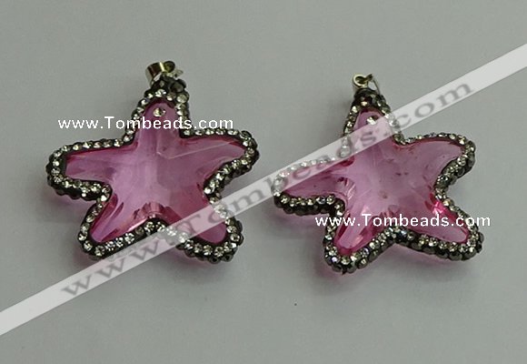 CGP508 35*35mm star crystal glass pendants wholesale