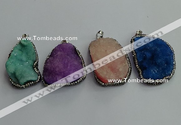 CGP598 25*40mm - 30*45mm freeform druzy agate gemstone pendants