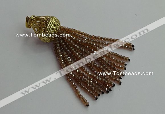 CGP674 2*3mm faceted rondelle handmade chinese crystal tassel pendants