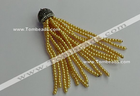 CGP678 3mm round handmade glass beaded tassel pendants wholesale