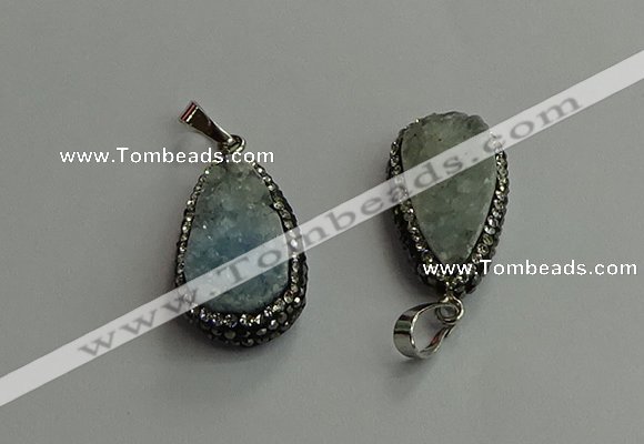 CGP706 16*28mm flat teardrop druzy agate pendants wholesale