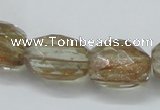CGQ06 15.5 inches 15*20mm faceted egg-shaped gold sand quartz beads