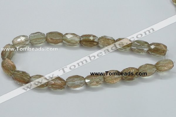 CGQ06 15.5 inches 15*20mm faceted egg-shaped gold sand quartz beads