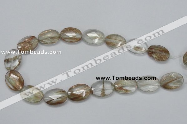 CGQ12 15.5 inches 18*25mm faceted oval gold sand quartz beads