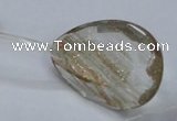 CGQ21 15.5 inches 30*40mm faceted flat teadrdrop gold sand quartz beads