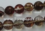 CGQ34 15.5 inches 12mm faceted round red gold sand quartz beads