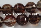 CGQ36 15.5 inches 16mm faceted round red gold sand quartz beads