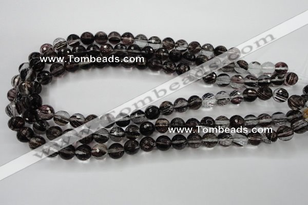 CGQ40 15.5 inches 10mm faceted round black gold sand quartz beads