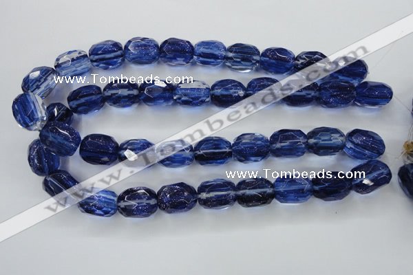 CGQ48 15.5 inches 15*20mm faceted egg-shaped blue gold sand quartz beads