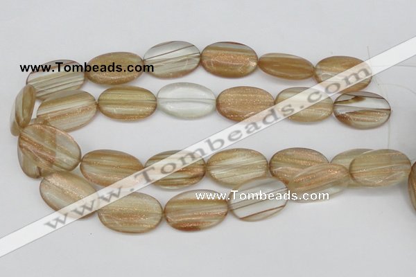 CGQ55 15.5 inches 20*30mm oval gold sand quartz beads wholesale