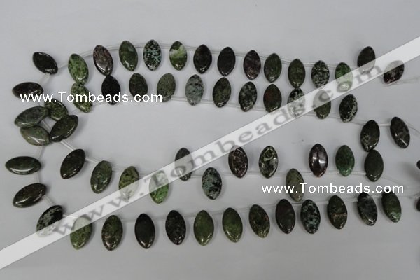 CGR40 Top-drilled 10*18mm marquise green rain forest stone beads