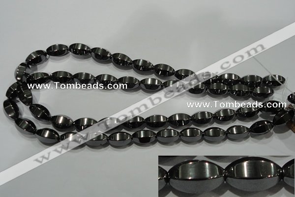 CHE142 15.5 inches 10*16mm faceted rice hematite beads wholesale